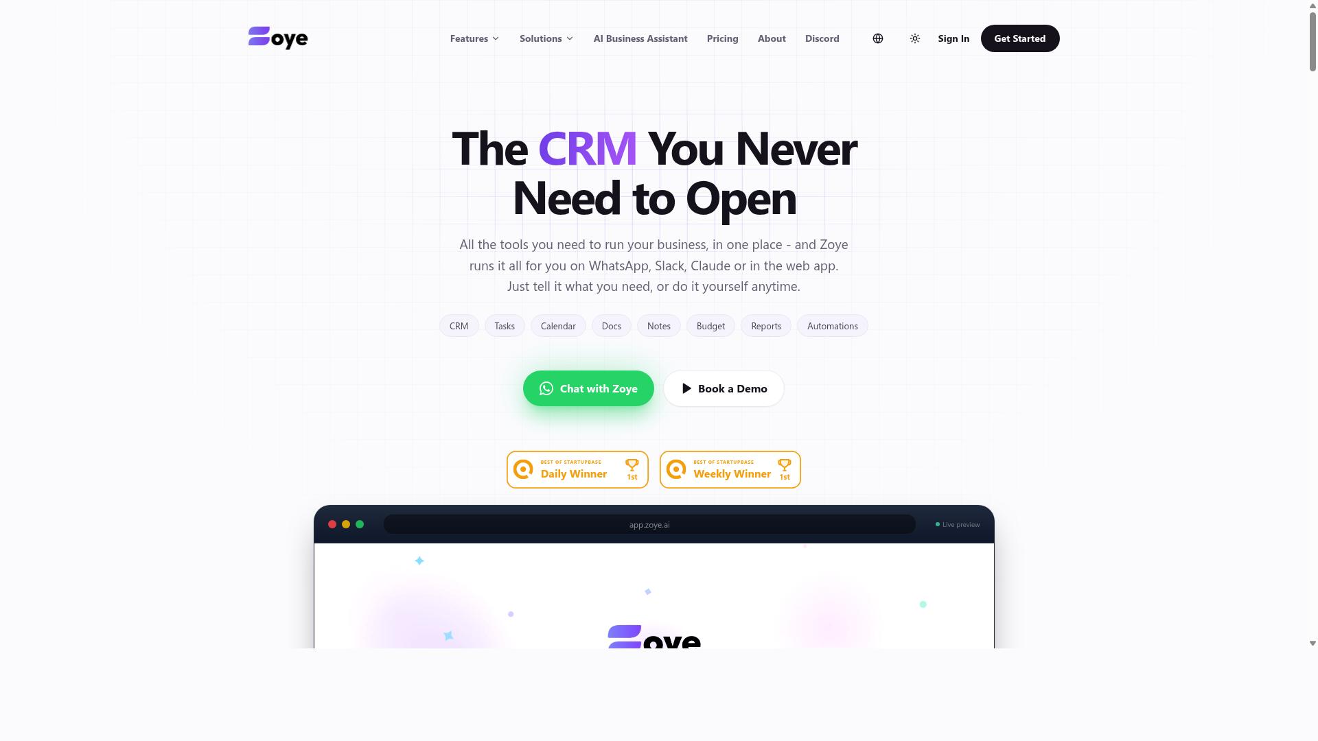 Zoye AI website